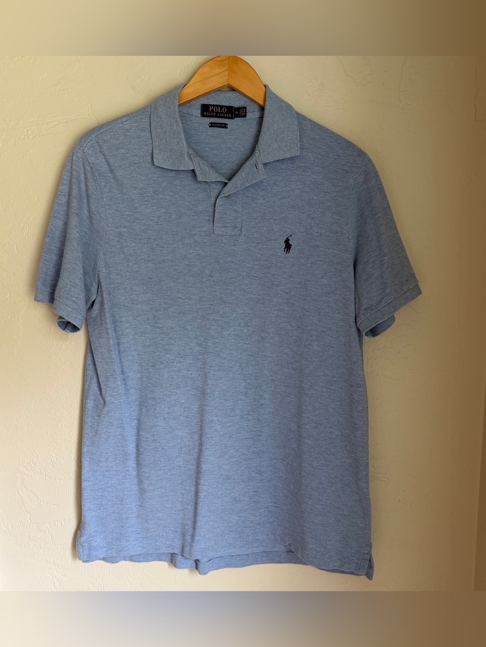 Ralph‎ Lauren Men's Classic Fit Heather Light Blue Polo Shirt Size M